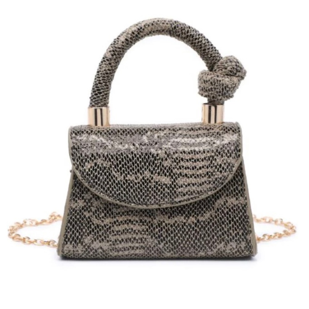Brand NWOT Moda Luxe Anna Crossbody Mini Purse in Green Snake Print